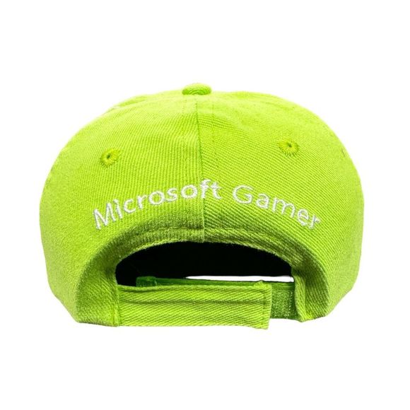 Vintage Y2K Lime Green Embroidered Microsoft Gamer StrapBack Hat - One Size - Picture 6 of 8